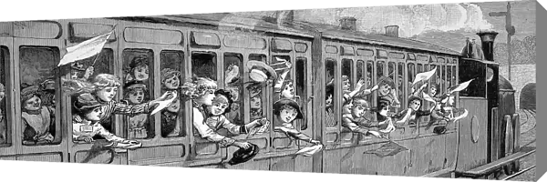 Children on board a train off on a school trip