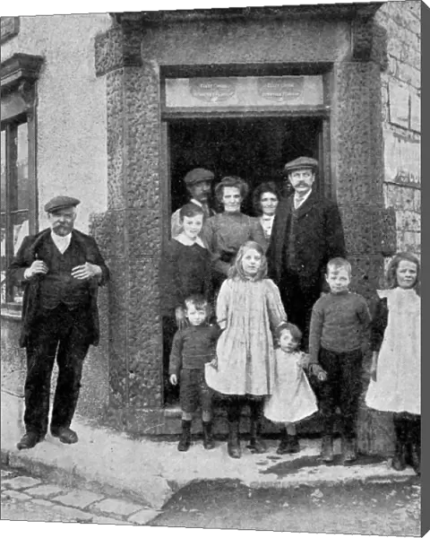 The Marchington Family outside the Post Office in Dove Holes