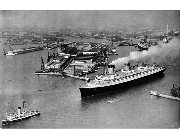 French Liner Normandie leaving Le Havre, May 1935