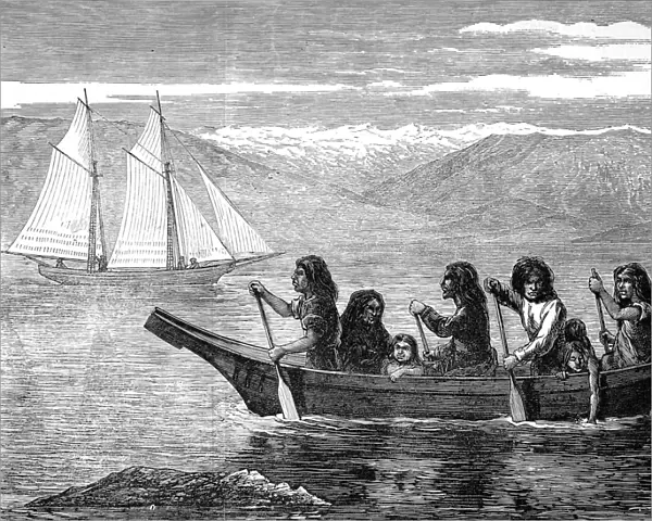 American Indians. Native Canoe on the coast of British Colum