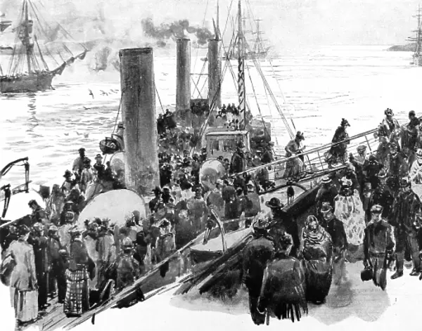 Passengers boarding an Emigrant Ship at Queenstown, Ireland