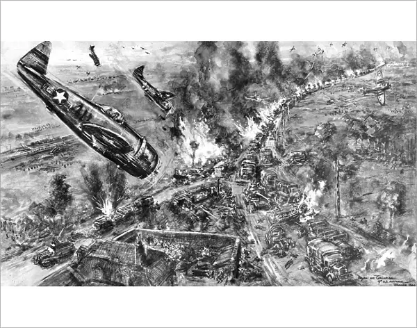 American Aircraft attacking German Vehicles, Falaise; Second