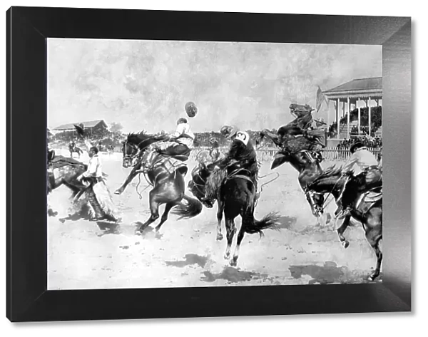 Bucking broncho Competition in Wyoming, 1908