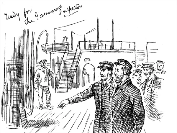 The Crew of an Emigrant Ship prepare for inspection, 1884