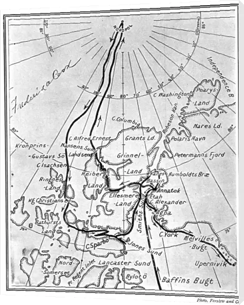 Map showing Dr. Frederick Cooks route to the North Pole, 19