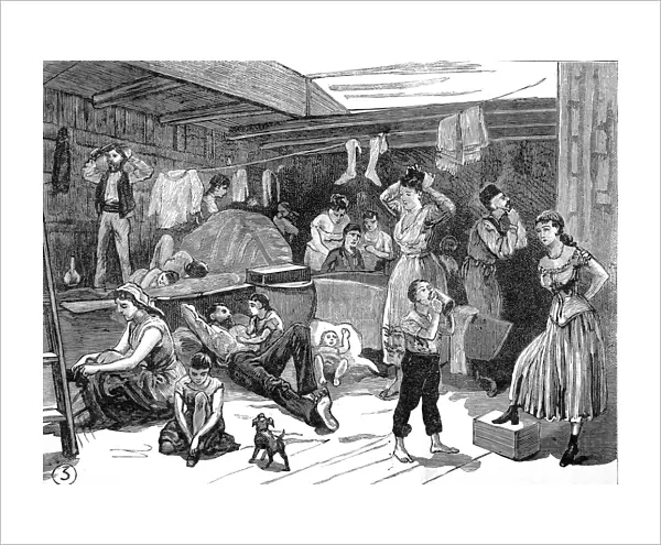 Scene on board the Refugee Ship North Britain, 1882
