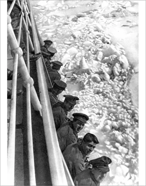 British Soldiers on a ship bound for Russia; First World War