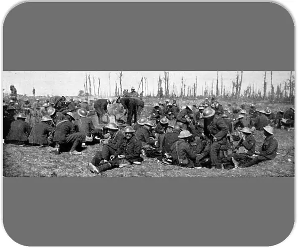 British labour Battalion having lunch; First World War, 1916