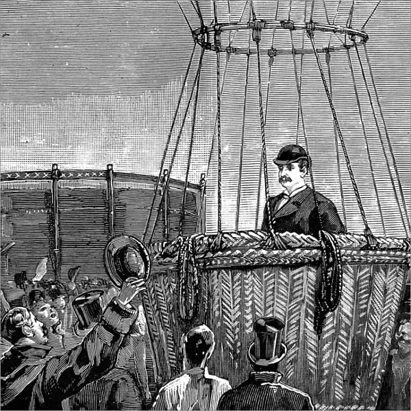 Colonel Frederick Burnaby in his hot air balloon, 1882