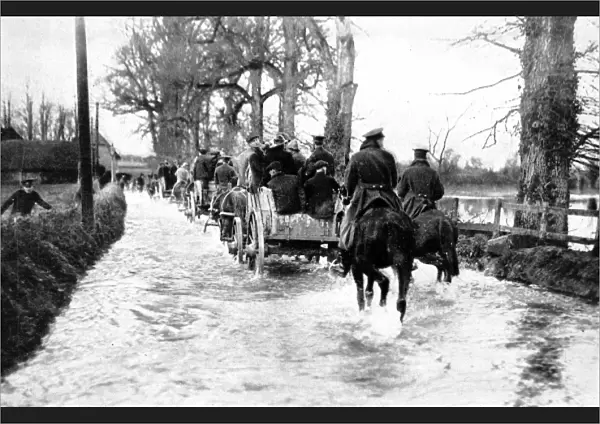 Canadian transport in a flooded road at Larkhill