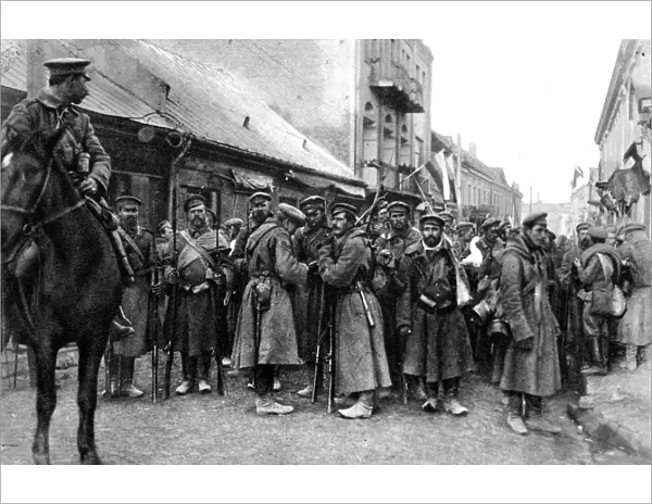 The advance guard of the Russians occupying a town in Poland
