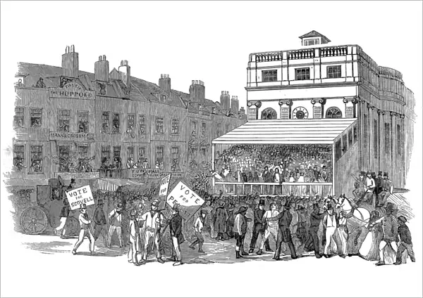 The Hustings at Southwark Town Hall, London, 1852