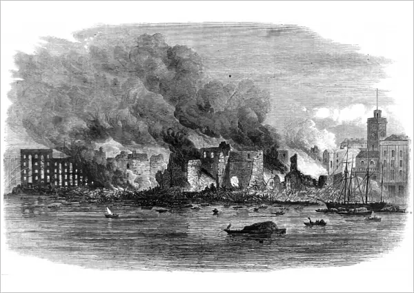 Fire at Cottons Wharf, Southwark, 1861