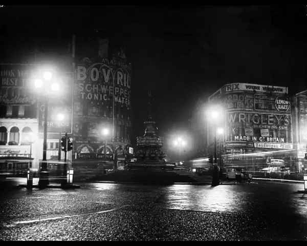 Lights Out in Piccadilly Circus, London, 1951