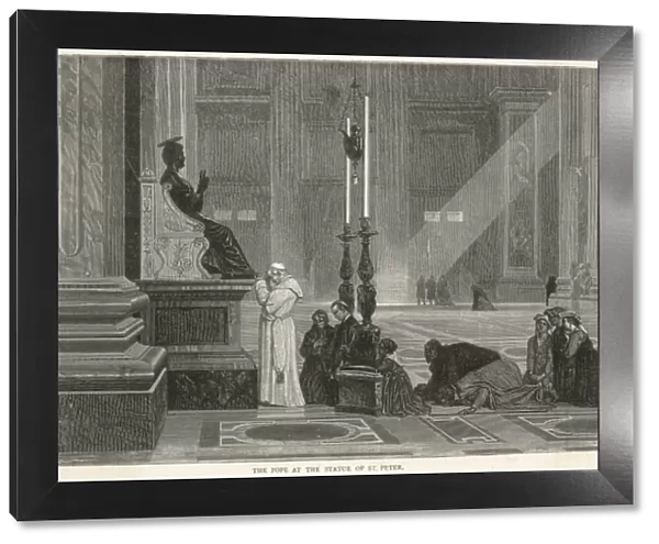 Pope Pius IX prays at the Statue of St Peter