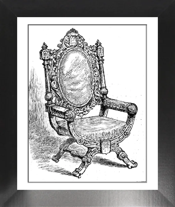 Framed Print : 1886 Engraving of the Lutine Chair at Lloyds of London Print