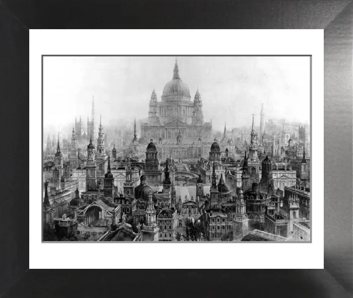 Framed Print : Perspective Conspectus of Sir Christopher Wren's London Print Framed Print : Perspective Conspectus of Sir Christopher Wren's London Print