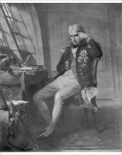 Nelson in his cabin on the H. M. S. Victory