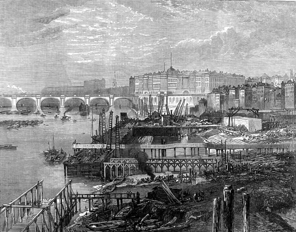 Construction of the Thames Embankment, London, 1865