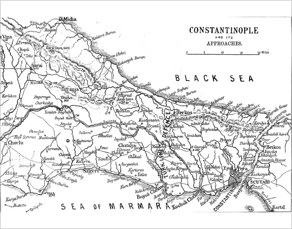 Map of Constantinople, Turkey, 1878