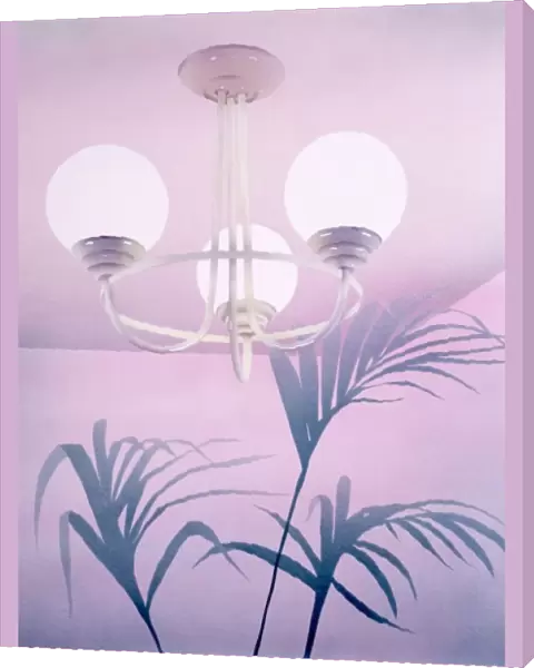 1980s Interior with ceiling light and fern