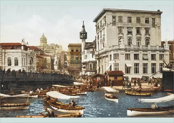 Constantinople - Karakoy scene with ferries