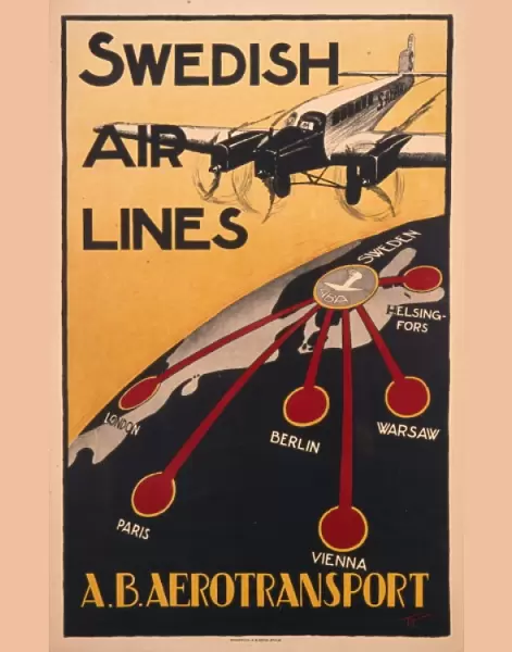 Poster advertising Swedish Airlines