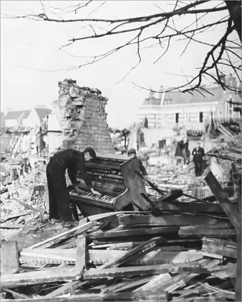 Playing a piano amid the destruction - The Blitz
