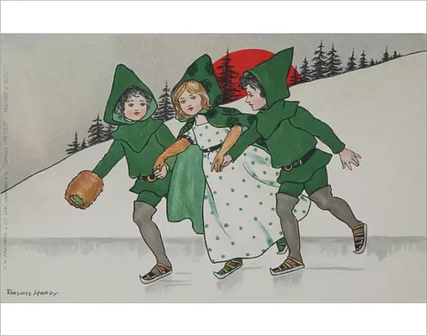 Christmas children skating by Florence Hardy
