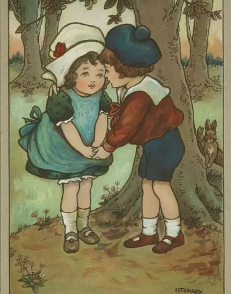 Children saying goodbye by Florence Hardy