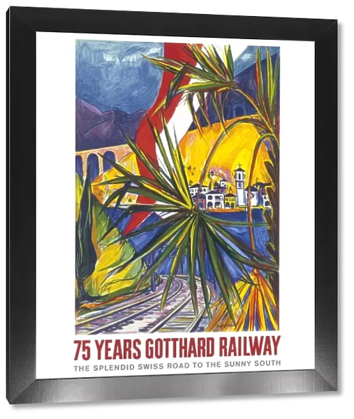 Poster celebrating the Gotthard Railway