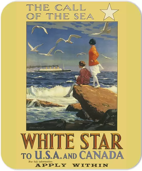 Poster advertising White Star to USA and Canada