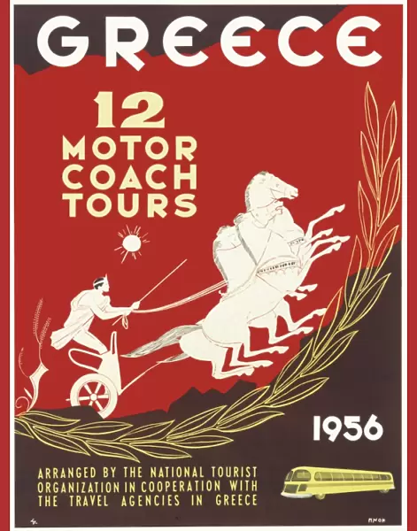 Poster advertising motor coach tours in Greece