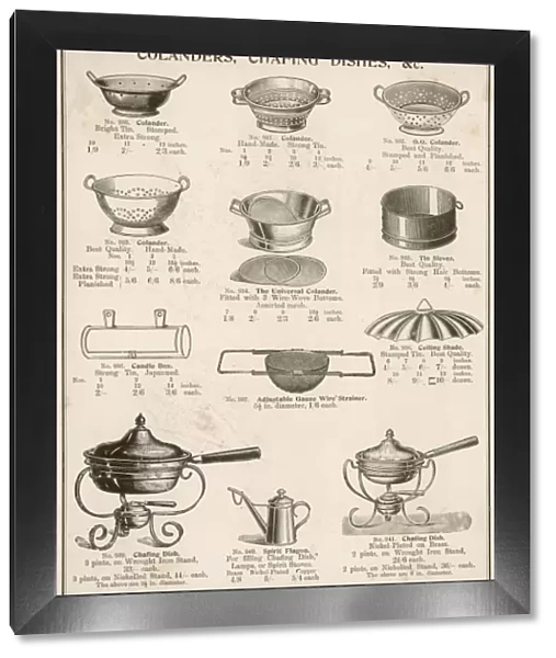 A selection of colanders, chafing dishes, etc