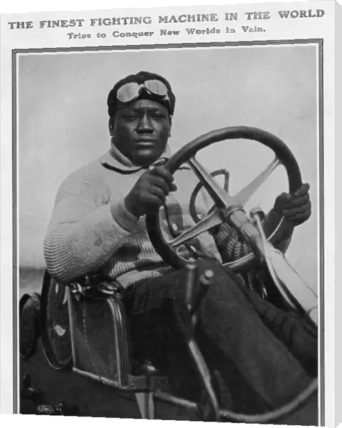Jack Johnson on his Racing Motor Car