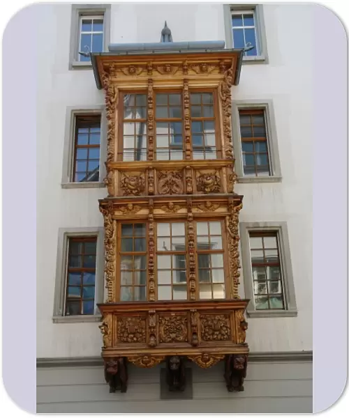 Old style bay on a building in St Gallen, Switzerland
