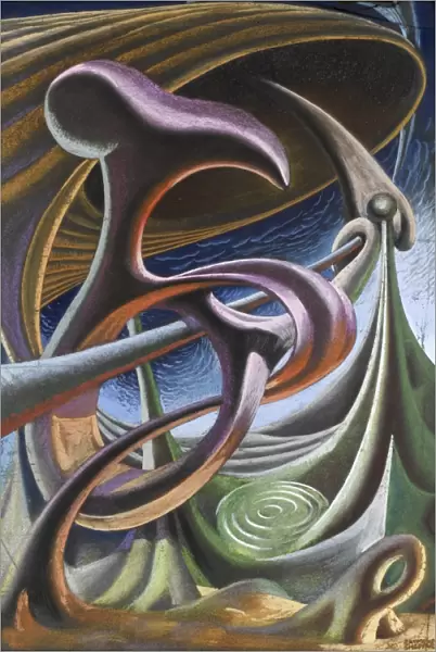 Abstract painting of fluid forms