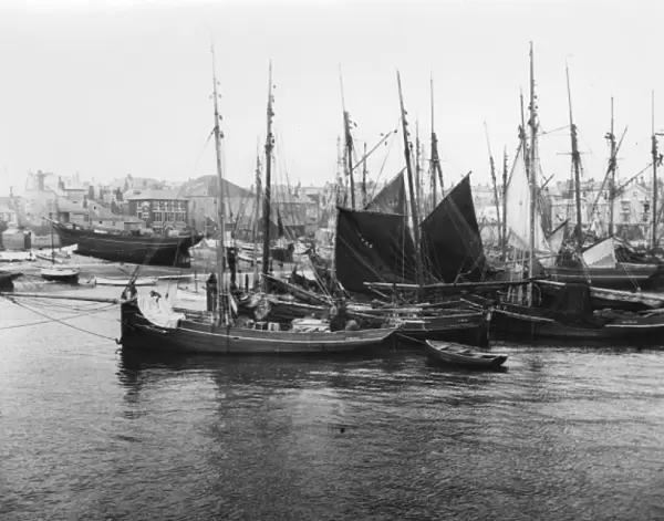 View of boats in St Ives harbour, Cornwall