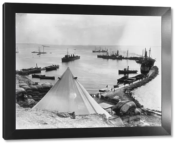 Improvised harbour at Gallipoli WWI