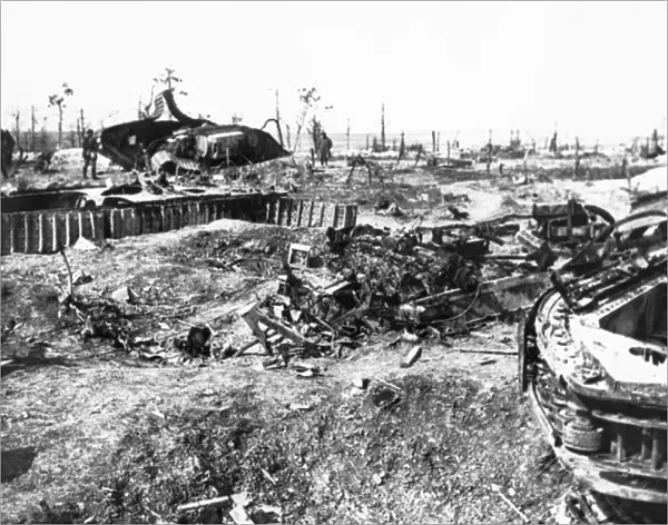 Destroyed German tank WWI