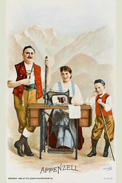 Lady from Appenzell using a Singer Sewing Machine