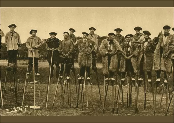 Men from Landes, France on stilts