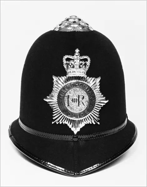 Closeup of a policemans helmet