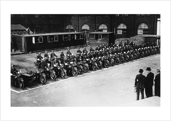 Policemen in gas masks on their motor cycles