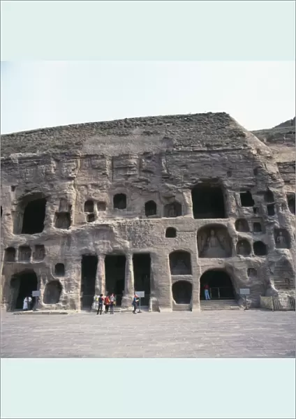 Front view of Yungang Caves in Datong, Shanxi, China