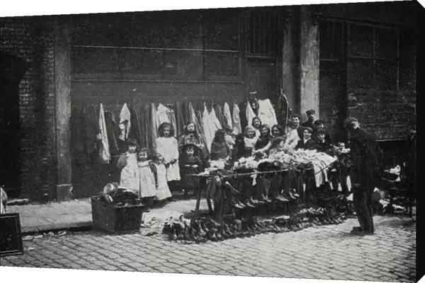 Old clothes stall, East End of London