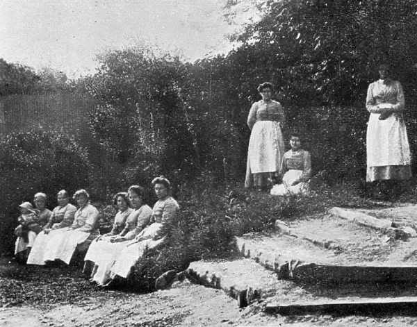 Inmates in grounds, Inebriates Reformatory, Lewes, Sussex