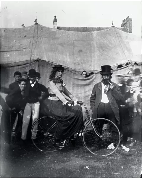 Sangers Circus cyclist, Haverfordwest, South Wales