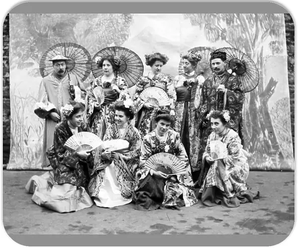 Edwardian performers in oriental costume, Mid Wales