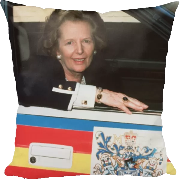 Mrs Thatcher in a Metropolitan Police car